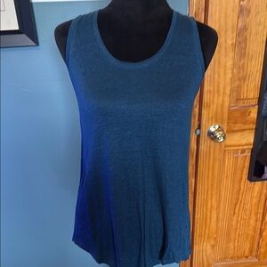 Women's Teal Sleeveless Linen Top